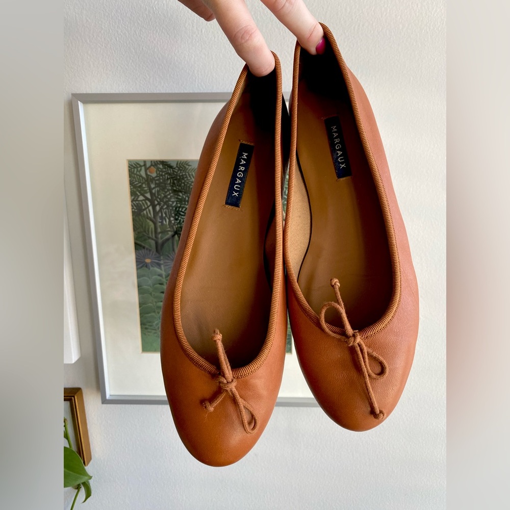margaux “the demi” brown leather ballet flats